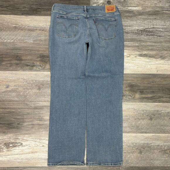 Levis 505 Faded Blue Womens 16S 33x29 Straight Stretch Denim Jeans Red Tab EUC - Picture 2 of 14